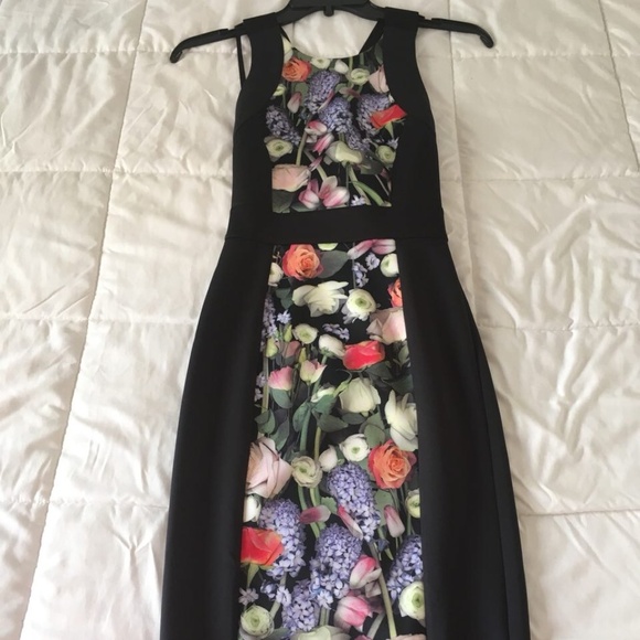 Ted Baker Akva Floral Bodycon Dress Jewel Neck Crisscross Back Fit ,Size 0, NEW - Picture 6 of 11